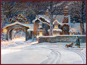 Country winter, winter, snow, play, child, home HD wallpaper