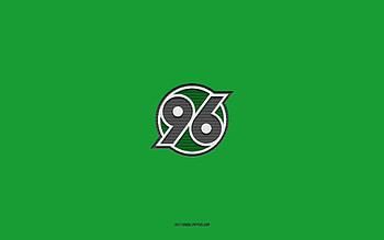 Hannover 96, green background, German football team, Hannover 96 96 emblem, Bundesliga 2, Germany, football, Hannover 96 98 logo HD wallpaper