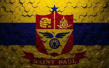 Flag of Saint Paul, Minnesota, honeycomb art, Saint Paul hexagons flag, Saint Paul, 3d hexagons art, Saint Paul flag HD wallpaper