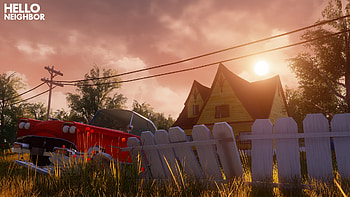Hello Neighbor – Eerie Sunset Scene from the Video Game, video game HD wallpaper