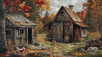 Rustic Barn and Chicken Pixel Art, pixel art, chicken, wood, barn, shed HD wallpaper