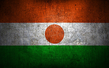 Niger metal flag, grunge art, African countries, Day of Niger, national symbols, Niger flag, metal flags, Flag of Niger, Africa, Niger HD wallpaper