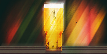 Man in glass, yellow, art HD wallpaper
