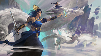 :), huy tran viet, blue, white, art, dragon, fantast, girl HD wallpaper