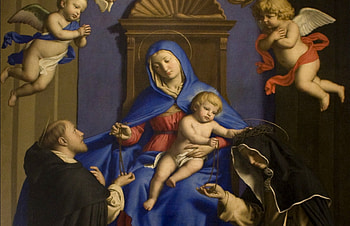 Our Lady and st. Dominic, rosary, Mary, Virgin, Dominic HD wallpaper