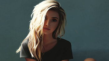 Girl Sitting Blonde Artwork, artist, artwork, digital-art, artstation HD wallpaper