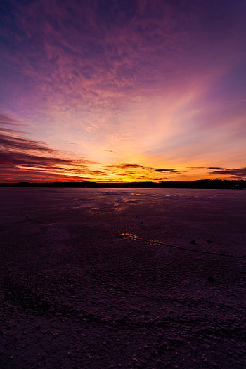 Sunset, Ice, Twilight, Lake, Dark, Dusk HD phone wallpaper