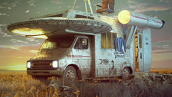 No Man Has Gone Before Mini Van Bus , bus, artist, artwork, digital-art, artstation HD wallpaper