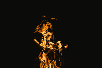 Flame, yellow fire, dark HD wallpaper