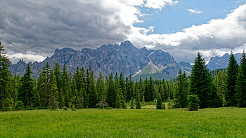 Beautiful, Landscpae, View, Mountains, Trees, Grass, Black, Clouds, Sky, Rocks Nature HD wallpaper