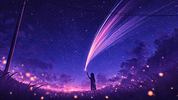Anime Wish Girl Under Starfall, anime-girl, wish, girl, star, fall, stars, artist, artwork, art, digital-art, pixiv HD wallpaper