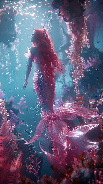 Enchanting Mermaid Underwater Scene, mermaid HD phone wallpaper