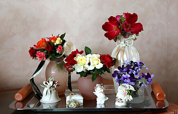 Flowers, Violet, Briar, Tray, Vases, Porcelain HD wallpaper