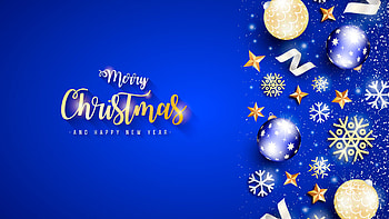Merry Christmas Blue Golden Balls Snowflakes Stars Ornaments Christmas HD wallpaper