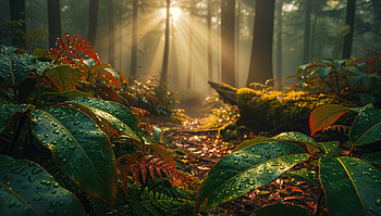 Sunlit Foliage Path - Forest, Foilage, Forest, Fern, Leaf, Sunlight HD wallpaper