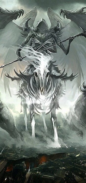 demon, wings, skeleton, dark, grim reaper HD phone wallpaper