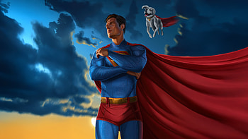 Man Of Steel And His Loyal Guardian, superman-legacy, superman, krypto, superheroes, dc-comics, movies, artwork, artist, digital-art, david-corenswet HD wallpaper