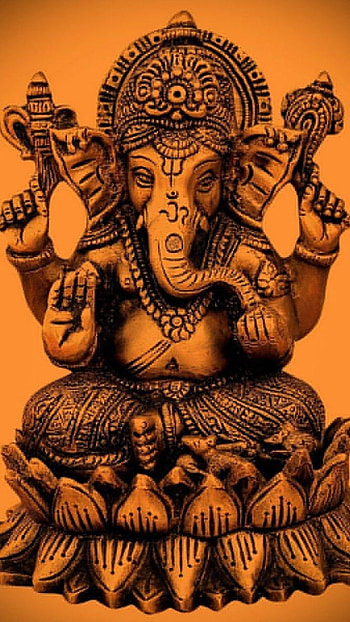 Orange ganesha, lord ganesha, orange HD phone wallpaper