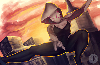 Spider Gwen Swing, superheroes, artwork, gwen-stacy, digital-art, art, deviantart HD wallpaper