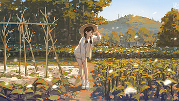 Anime Girl With Hat In Nature Background Anime Girl HD wallpaper