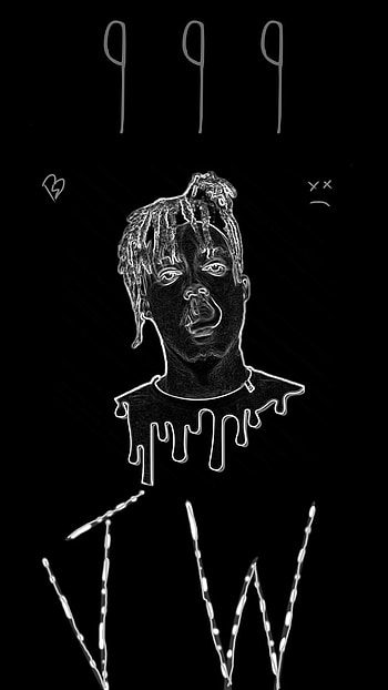 Juice wrld black art, artist, edit, grey, rapper, music, white, 999, heart break, juice wrld, sad face, lljw HD phone wallpaper
