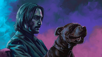 John Wick With Dog Art, keanu-reeves, john-wick, movies, artwork HD wallpaper