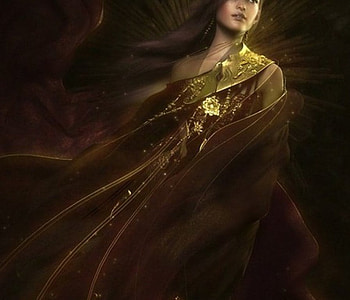 Golden flow, girl, cg HD wallpaper