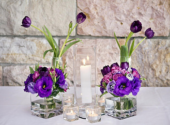 Flowers, Tulips, Candles, Glasses, Lisianthus Russell, Lisiantus Russell HD wallpaper