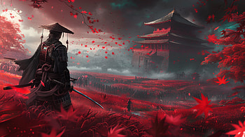 Ghost of Tsushima Samurai Red, video game, Ghost of Tsushima, samurai, red, oriental HD wallpaper