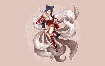 Ahri, games, tails, league of legends, video games, female HD wallpaper