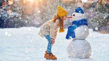 Building a Snowman, Kid, a, Building, Snowman, girl HD wallpaper