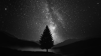 Starlit Tranquility: Black Starry Sky, black, starry sky, landscape HD wallpaper