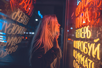 Women Reflection Blonde Long Hair Neon , neon, blonde, women, graphy, girls HD wallpaper