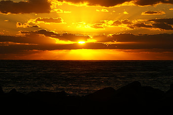 explosion_of_gold, clouds, sky, nature, gold, sunset, beach HD wallpaper