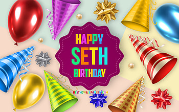 Happy Birtay Seth, , Birtay Balloon Background, Seth, creative art, Happy Seth birtay, silk bows, Seth Birtay, Birtay Party Background HD wallpaper