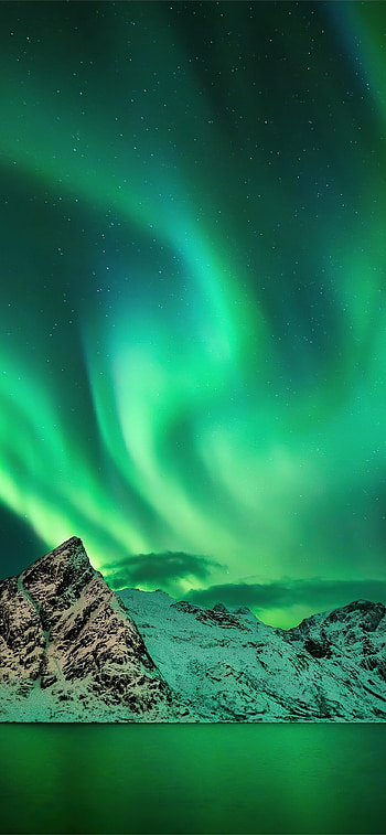 Aurora Borealis, Mountain scenery, 12 , Serene visuals HD phone wallpaper