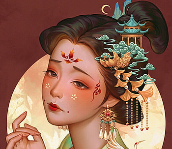 Girl, fantasy, art, jewel, karmen loh, asian, face HD wallpaper
