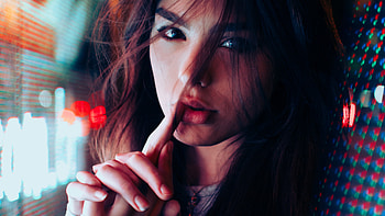 Cute Girl Finger On Lips, girls, model HD wallpaper