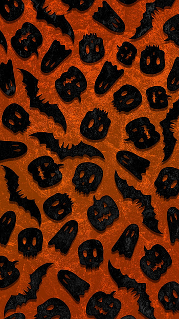 Halloween, bats, orange, ghost, bat, holidays HD phone wallpaper
