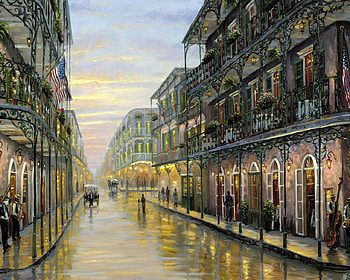 New Beginnings, buildings, reflection, painting, town, street, sky HD wallpaper