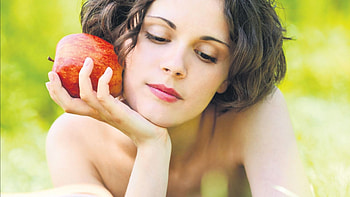 Women, hairs, apple, model HD wallpaper