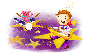 Music, Miscellanea, Miscellaneous, , Drawing, Guitar, Child, Boy, Drums HD wallpaper