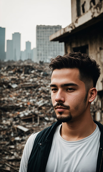 Handsome Man, AI Art, portrait, city HD phone wallpaper