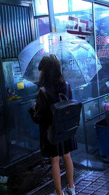 Anime, Lluvia HD phone wallpaper