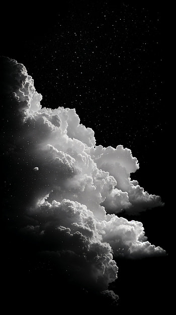 Celestial Clouds: A Black & White , Night Sky, cloud, sky, Black & White HD phone wallpaper