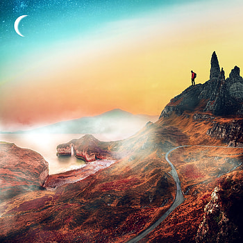Nature, Mountains, Path, Human, Person, Loneliness, hop HD phone wallpaper
