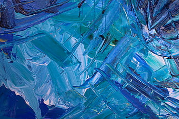 Dynamic blue abstract painting showcasing rich textures and hues, perfect for creative backgrounds. HD wallpaper
