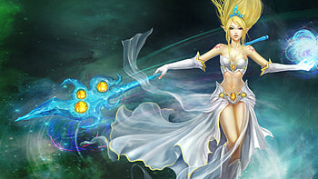League of Legends, Janna the storms fury, Mage support, Monsoon howling gale HD wallpaper