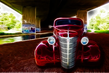 Fractal Car, hotrod, car, nature, fractal, sun HD wallpaper