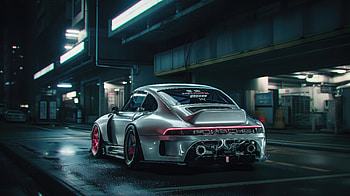 Sleek And Cyber Porsche In The Neon City, porsche, cyberpunk, cars, artist, artwork, digital-art, behance HD wallpaper